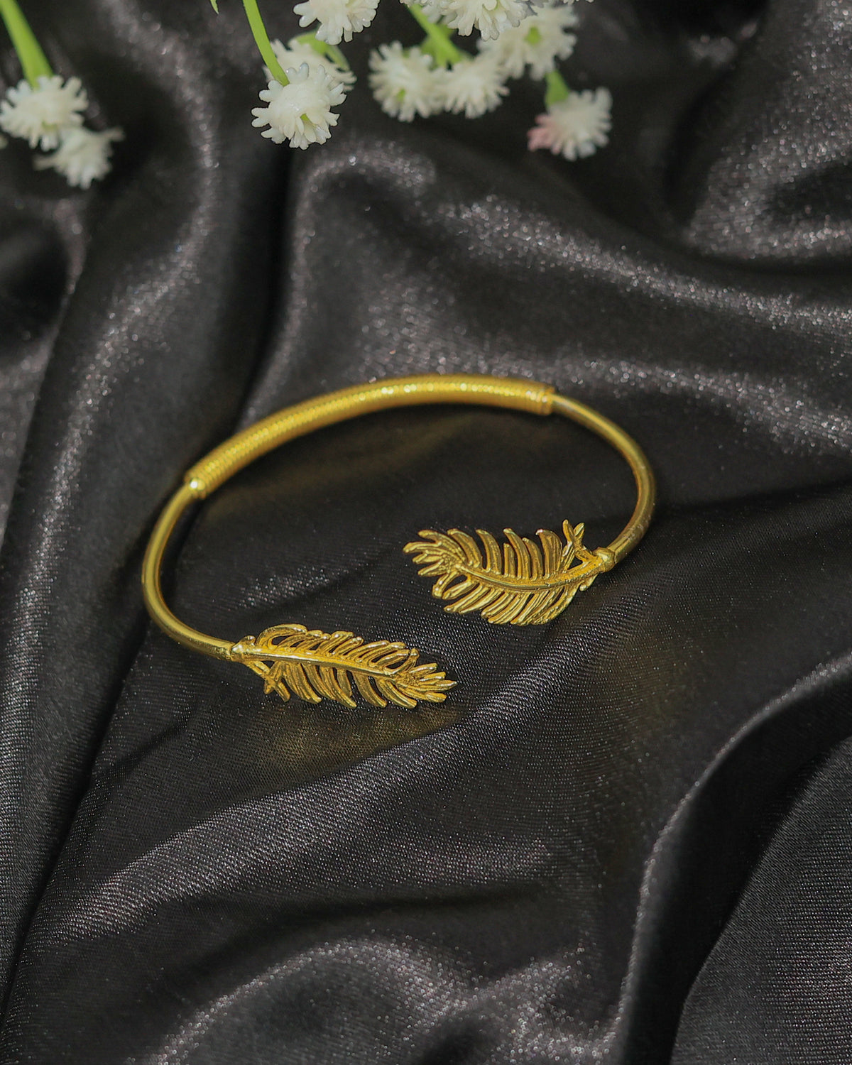 Feather Leaf Brass Bracelet