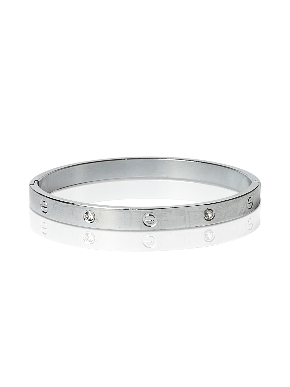 Minimalist Gold-Tone Screw Detail Open Cuff Bracelet