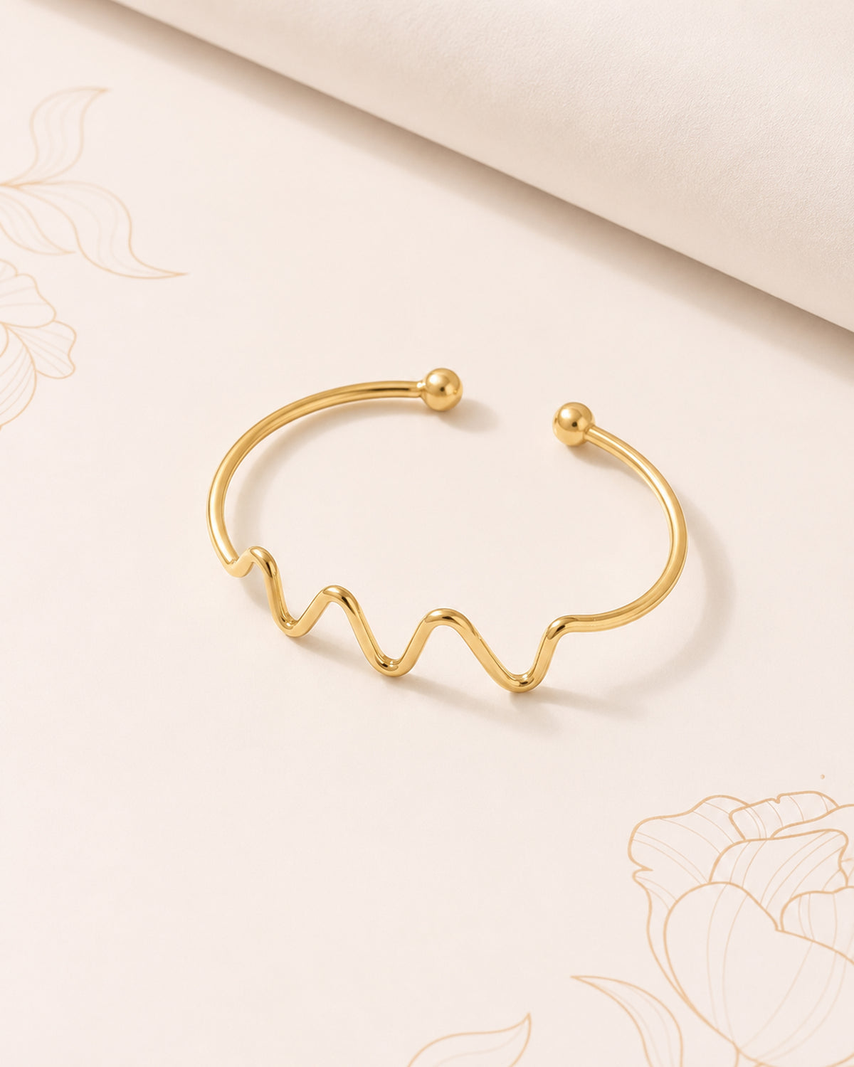 Wave Design Brass Bracelet