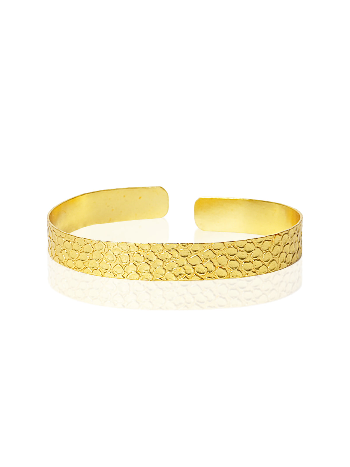 Textured Wide Brass Bracelet