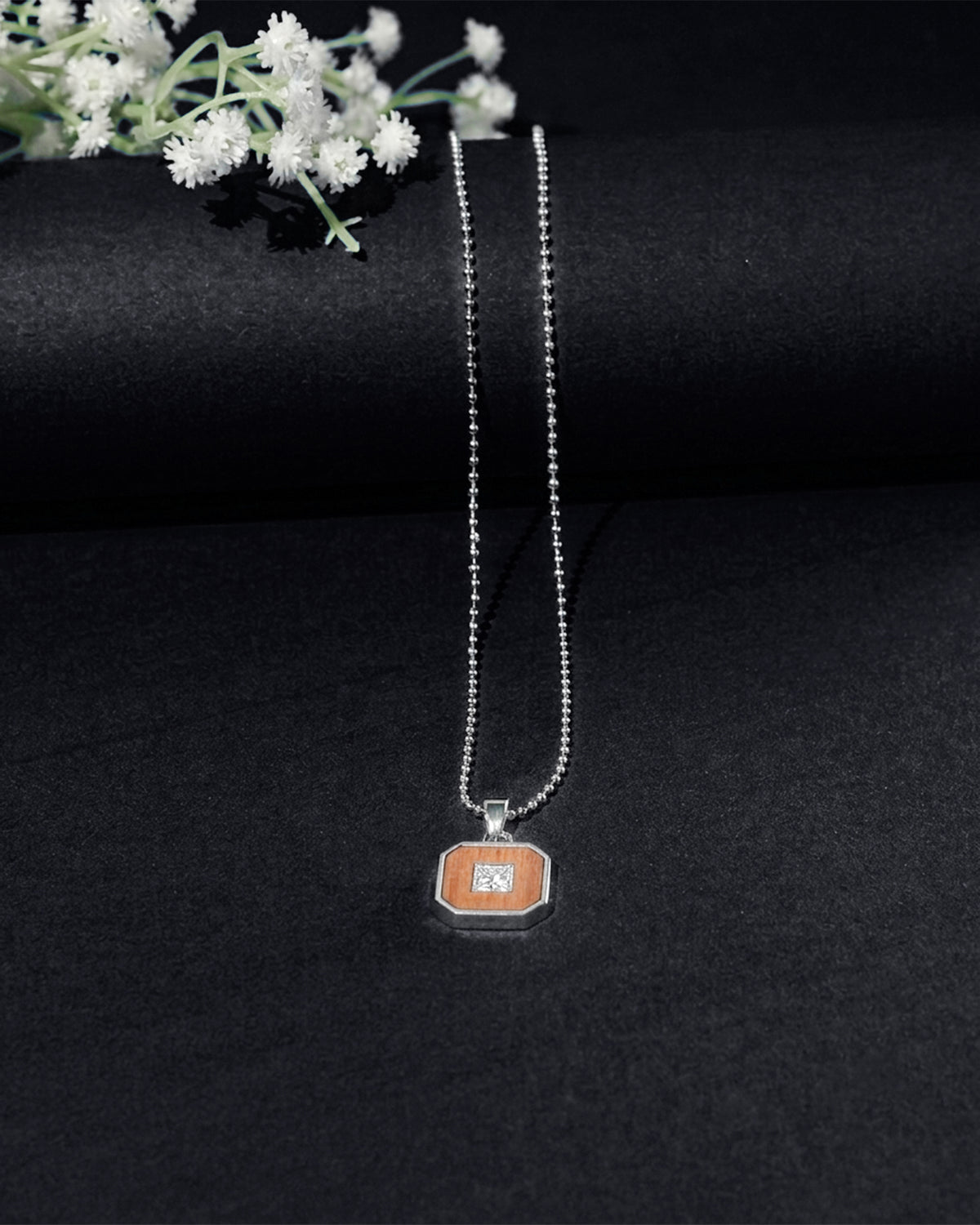 Black Octagonal Accent Pendant Chain