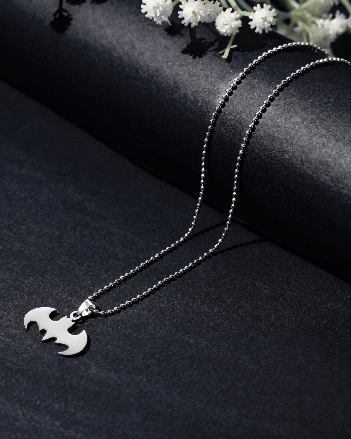 Silver Abstract Shield Pendant Chain