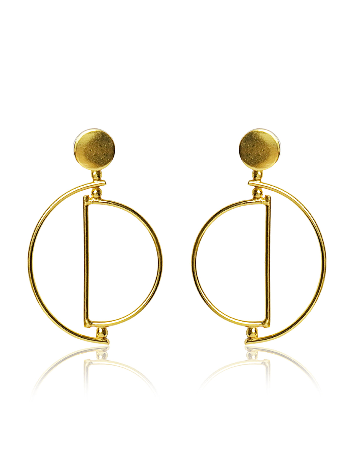 Geometric Double Circle Drop Earrings
