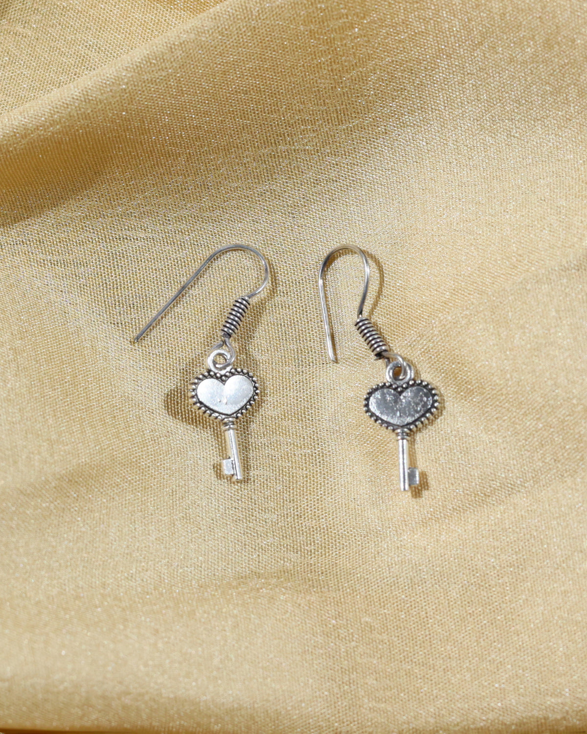 Heart and key Drop Earrings