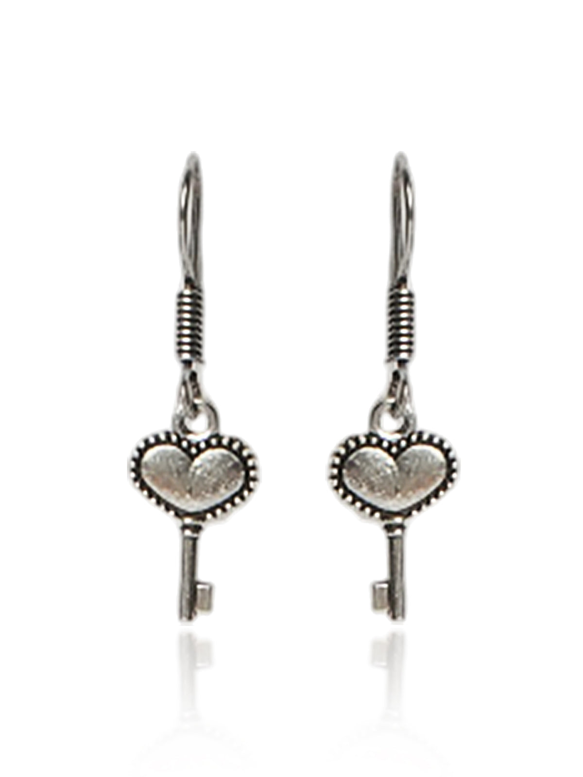 Heart and key Drop Earrings