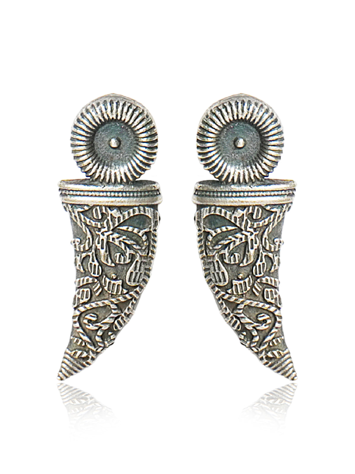 Oxidised Tribal Cone Stud Earrings