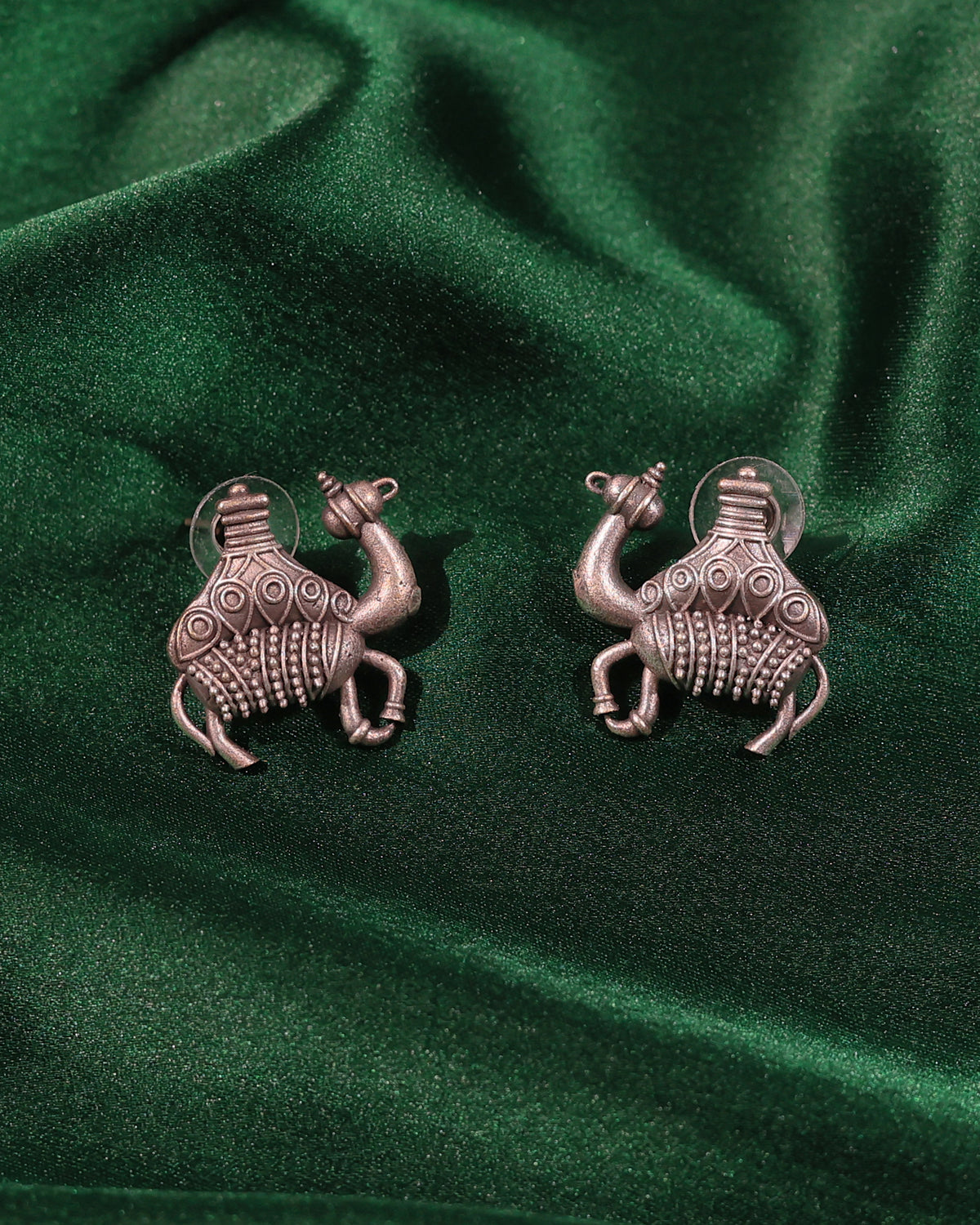 Oxidised Camel Stud Earrings