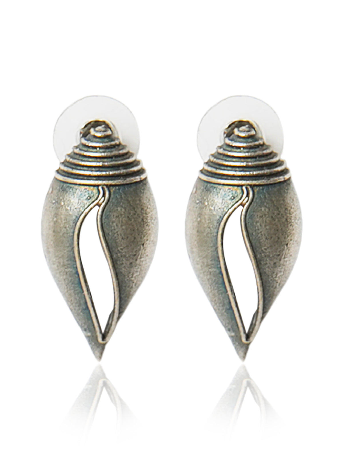 Oxidised Shell-Inspired Stud Earrings