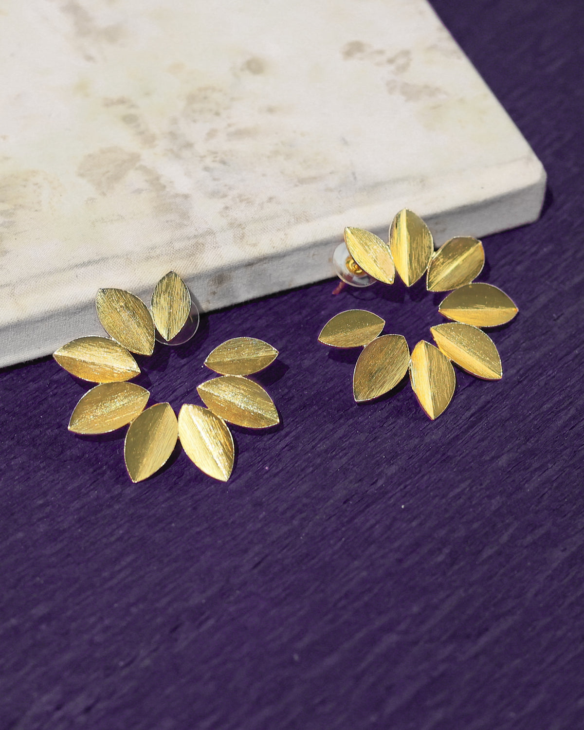 Golden Leaf Cluster Stud Earrings