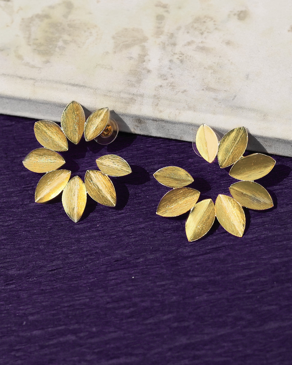 Golden Leaf Cluster Stud Earrings