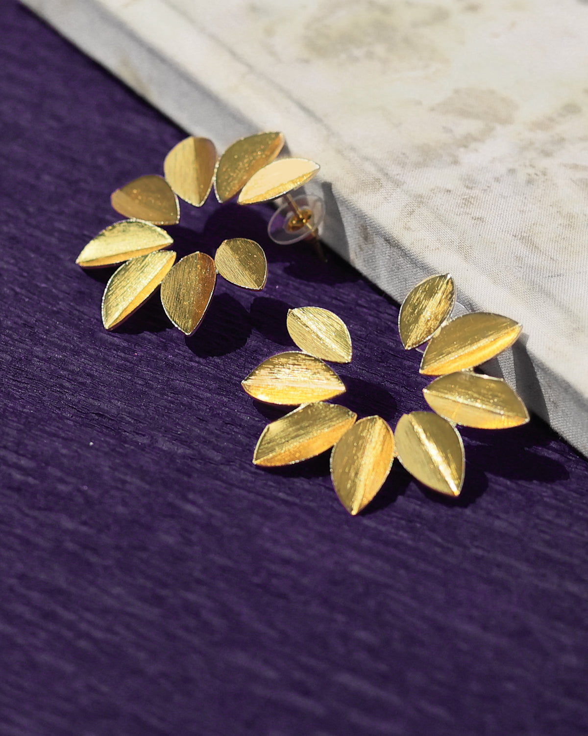 Golden Leaf Cluster Stud Earrings