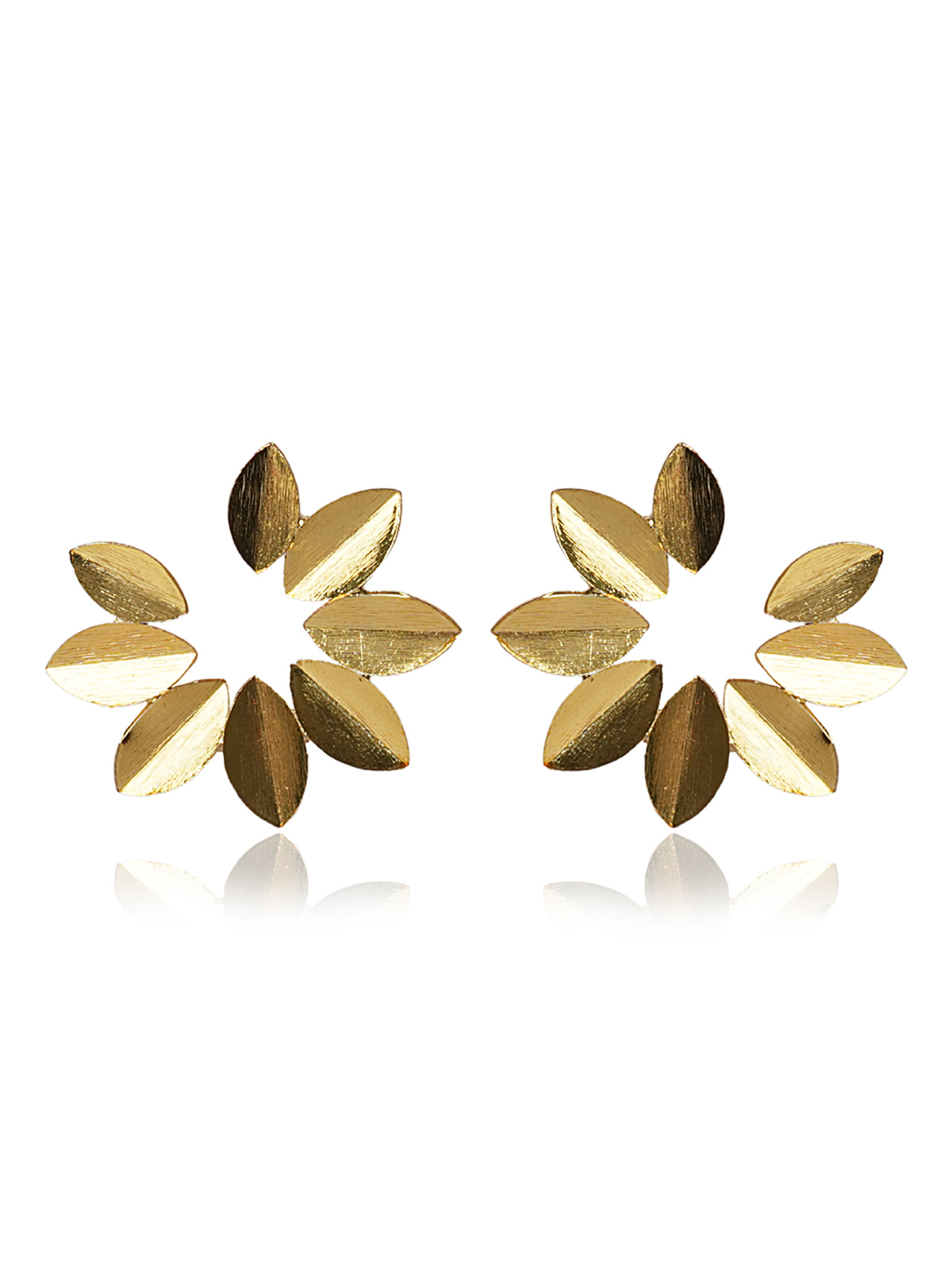 Golden Leaf Cluster Stud Earrings
