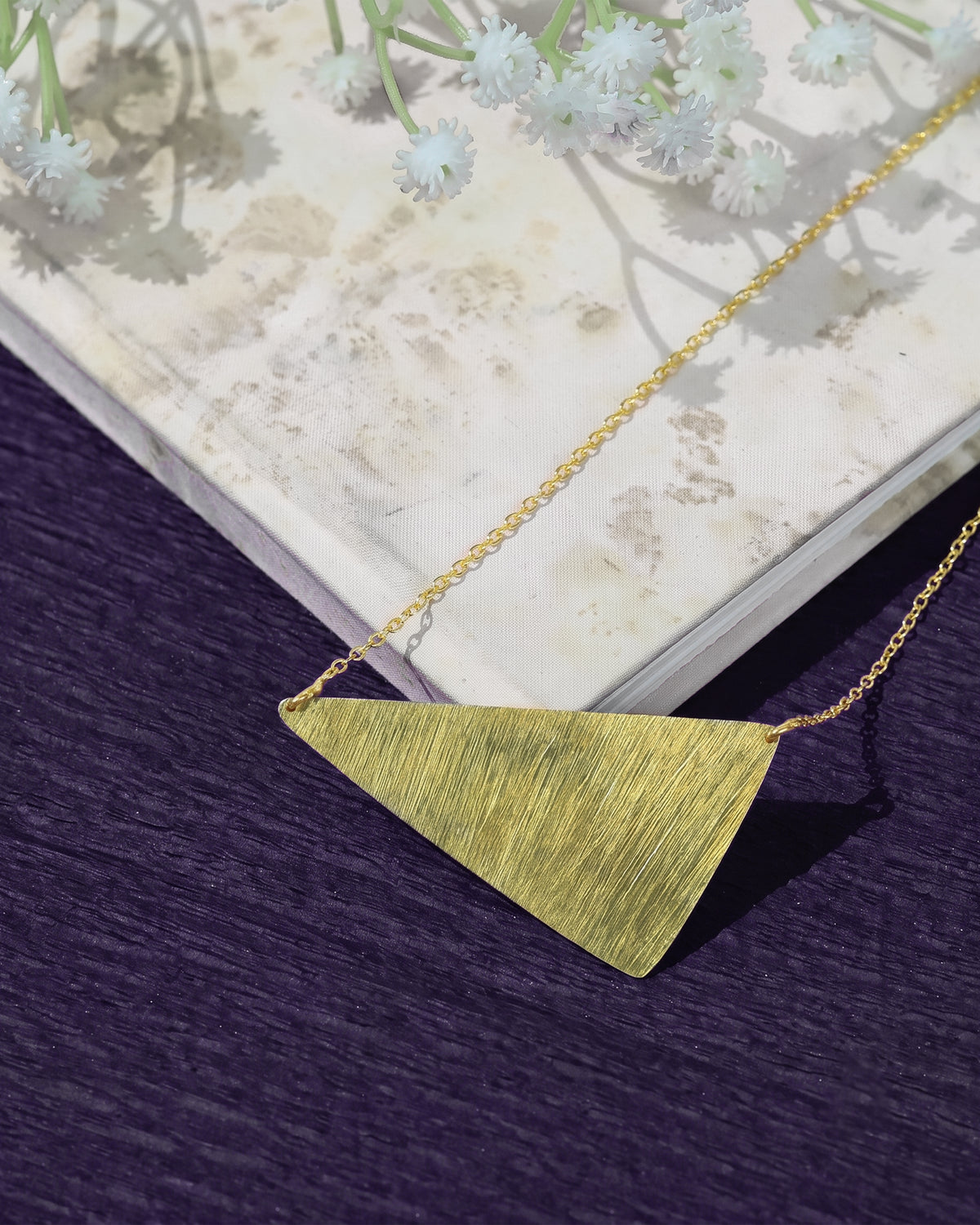 Gold-Tone Brushed Triangle Pendant Necklace