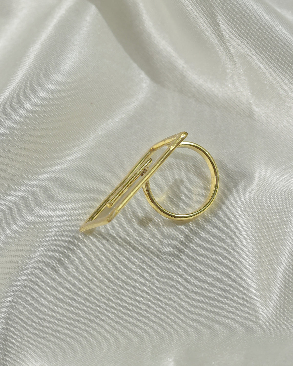Golden Geometric Frame Open Ring