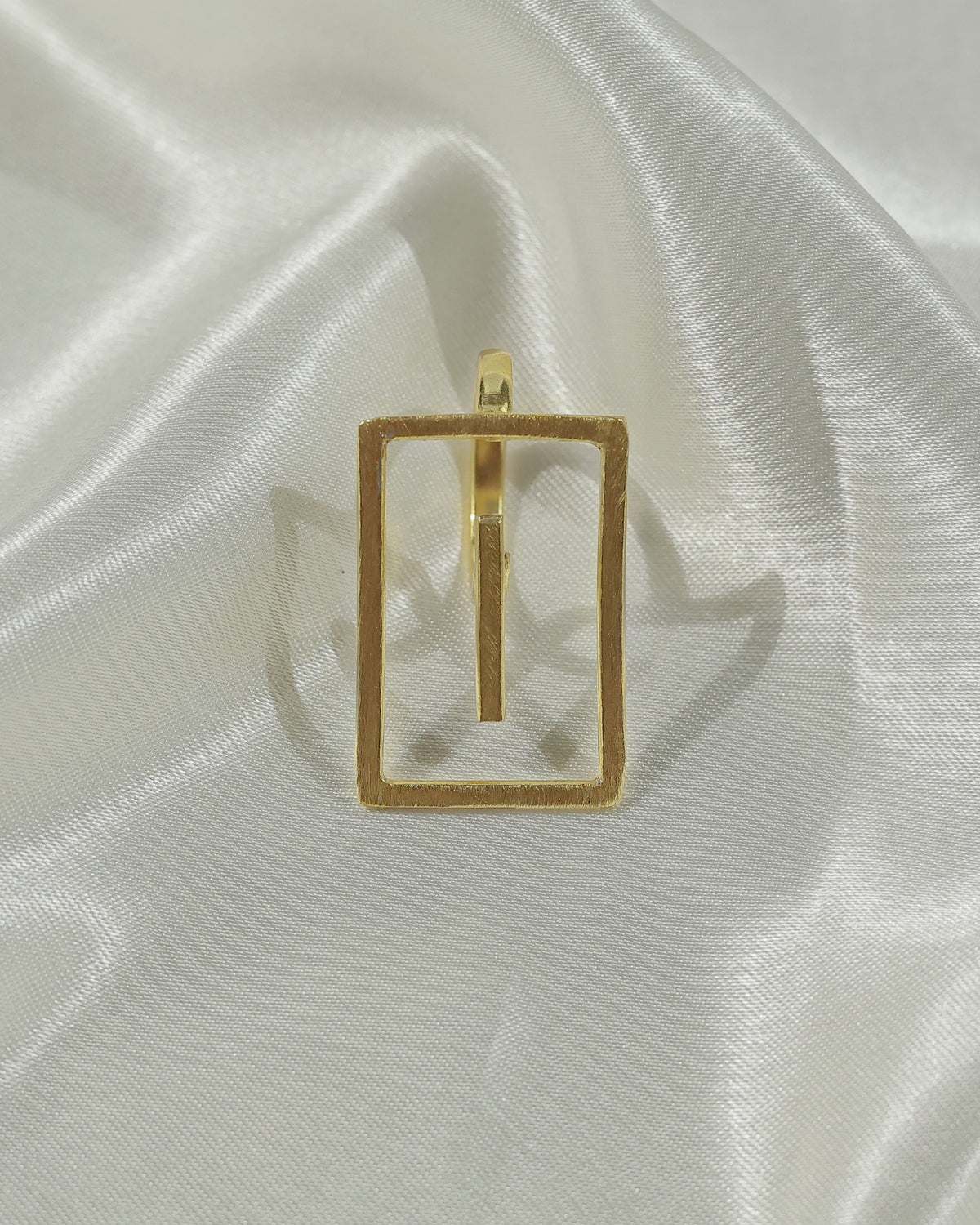 Golden Geometric Frame Open Ring