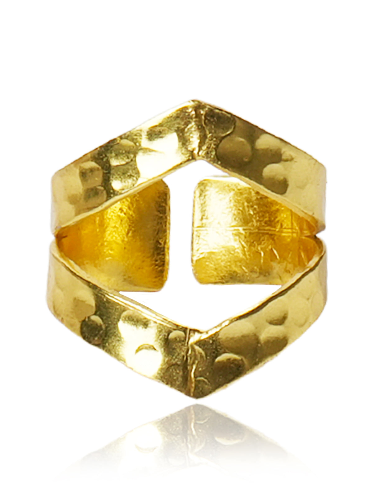 Geometric Hammered Band Ring