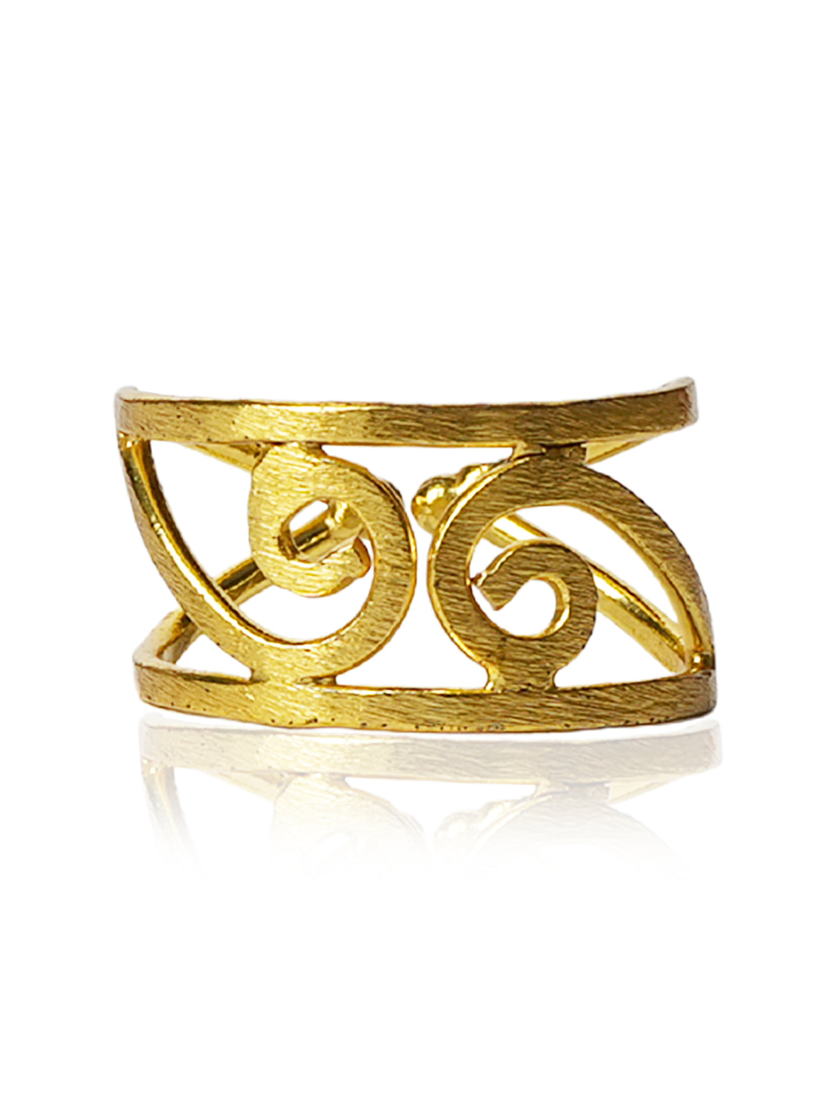 Golden Dual Sphere Open Ring