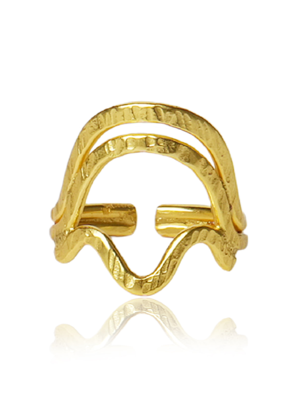 Golden Crescent Openwork Ring