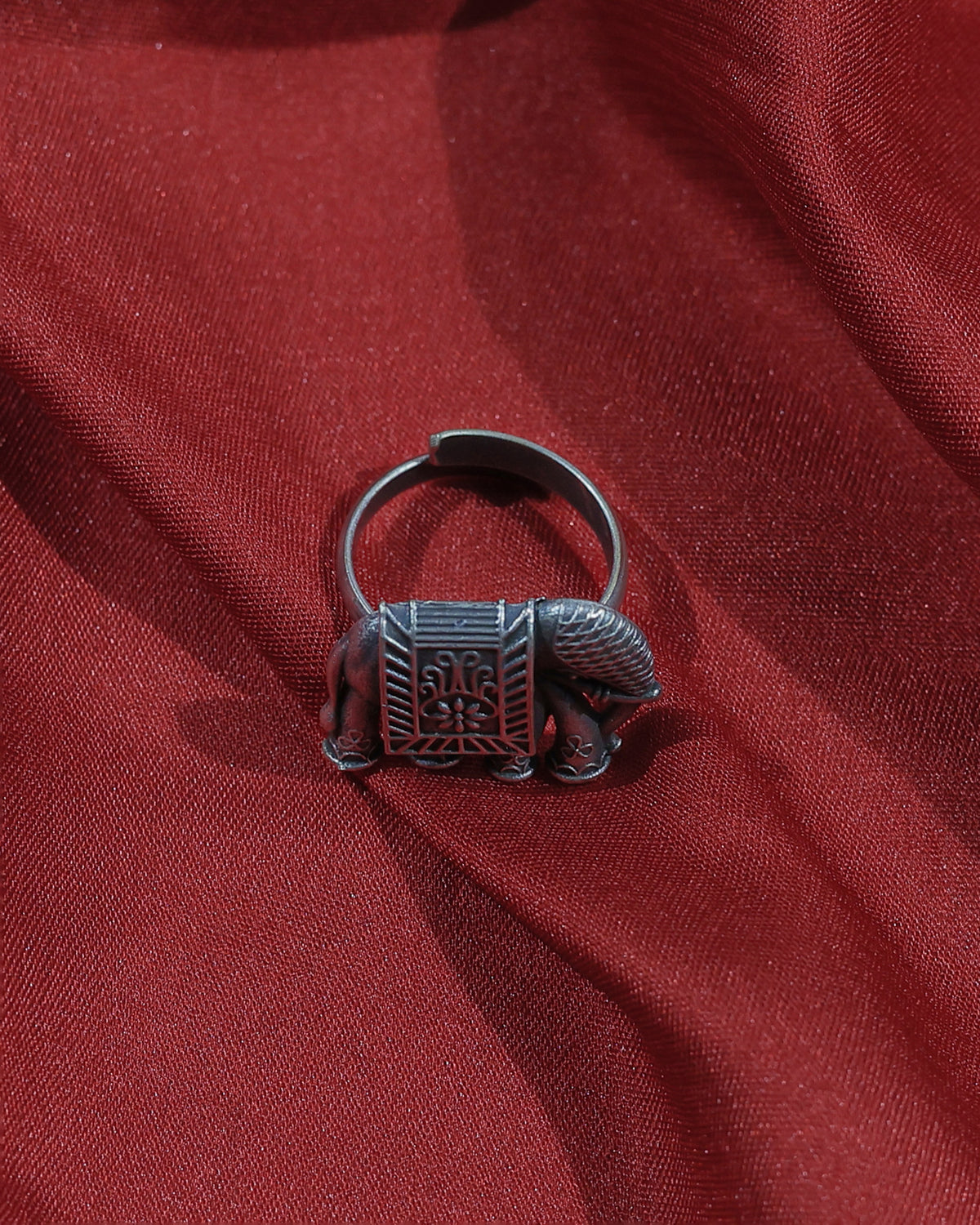 Heritage Elephant Oxidised Statement Ring