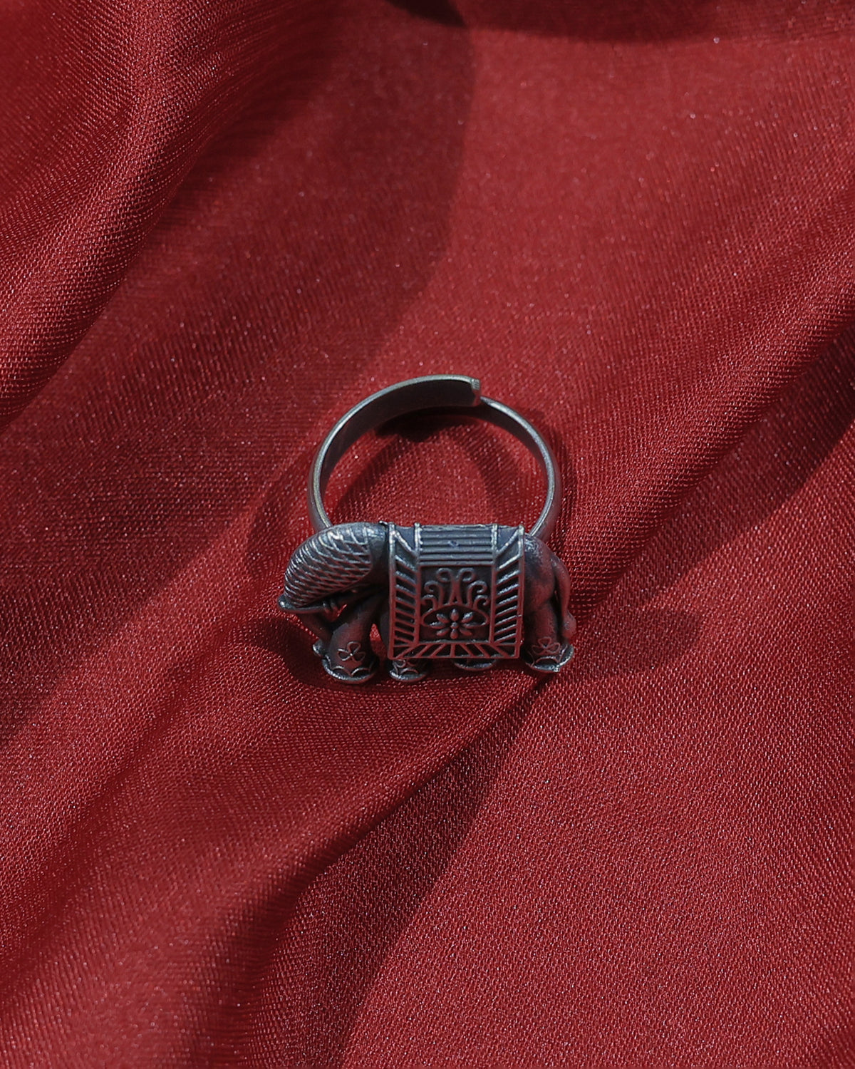 Heritage Elephant Oxidised Statement Ring