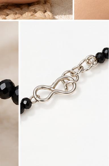 Black Butterfly Charm Bead-Style Anklet