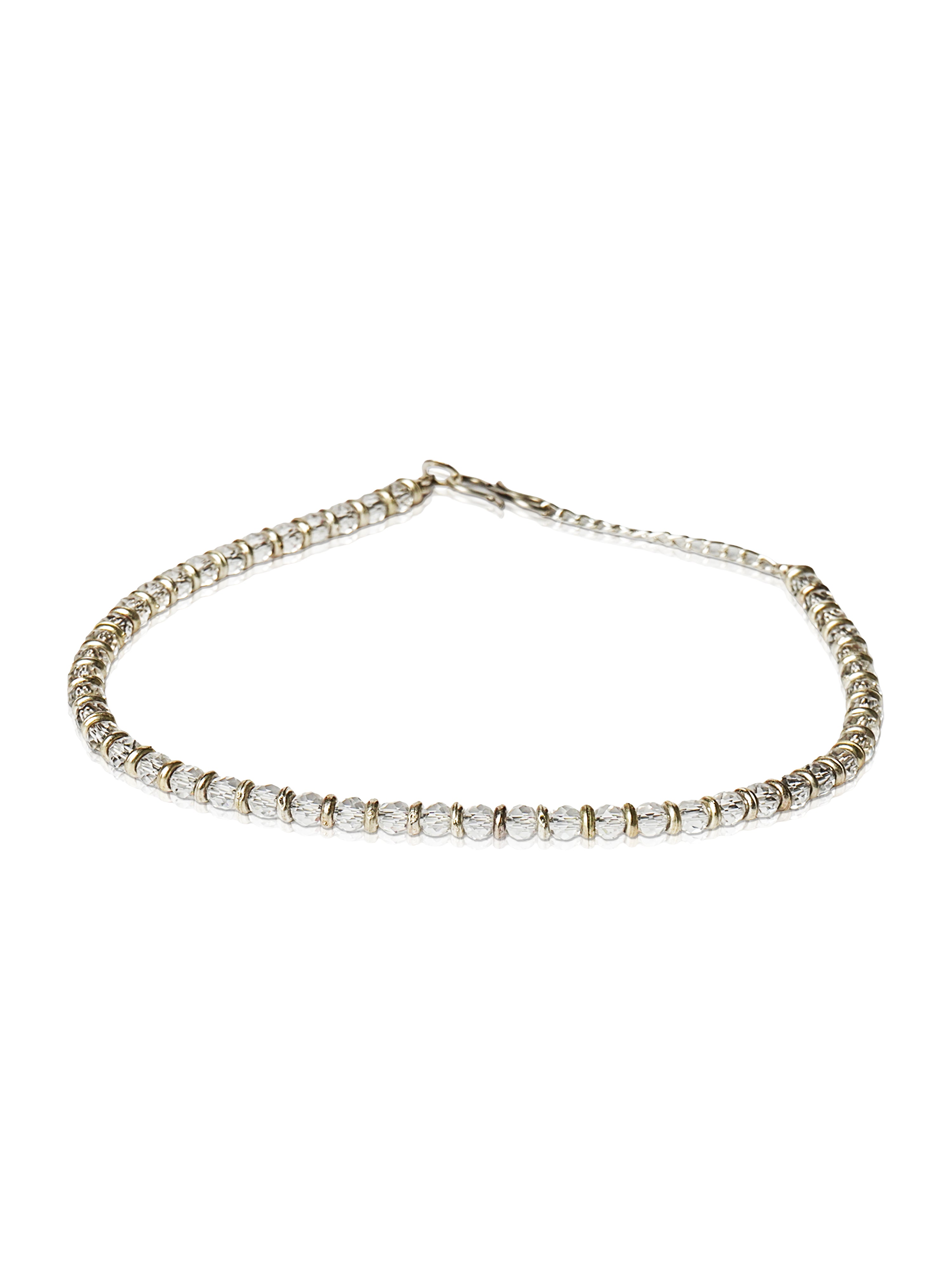 Silver and gold two-tone bead-style anklet