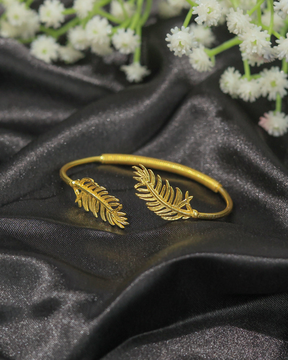 Feather Leaf Brass Bracelet