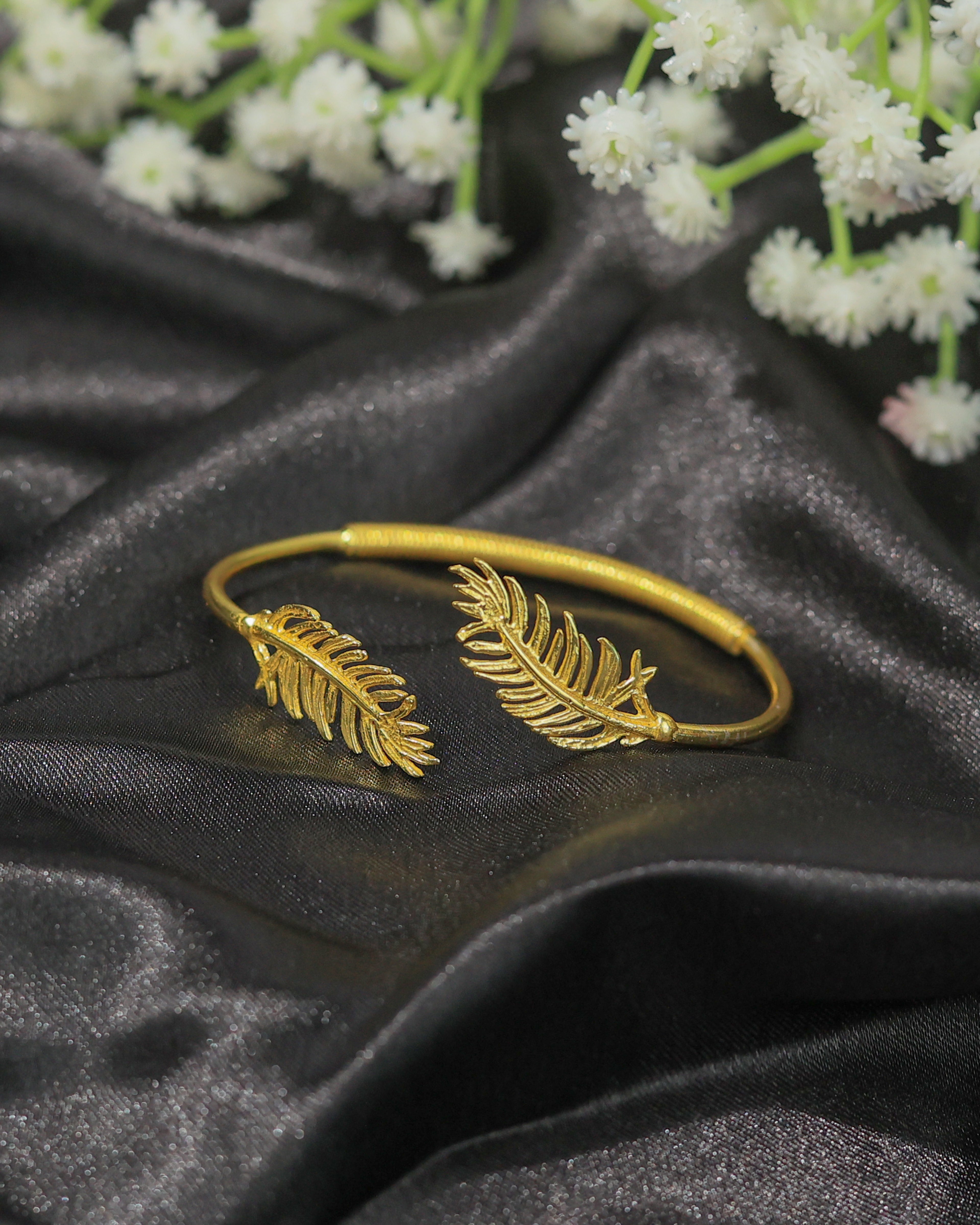 Feather Leaf Brass Bracelet