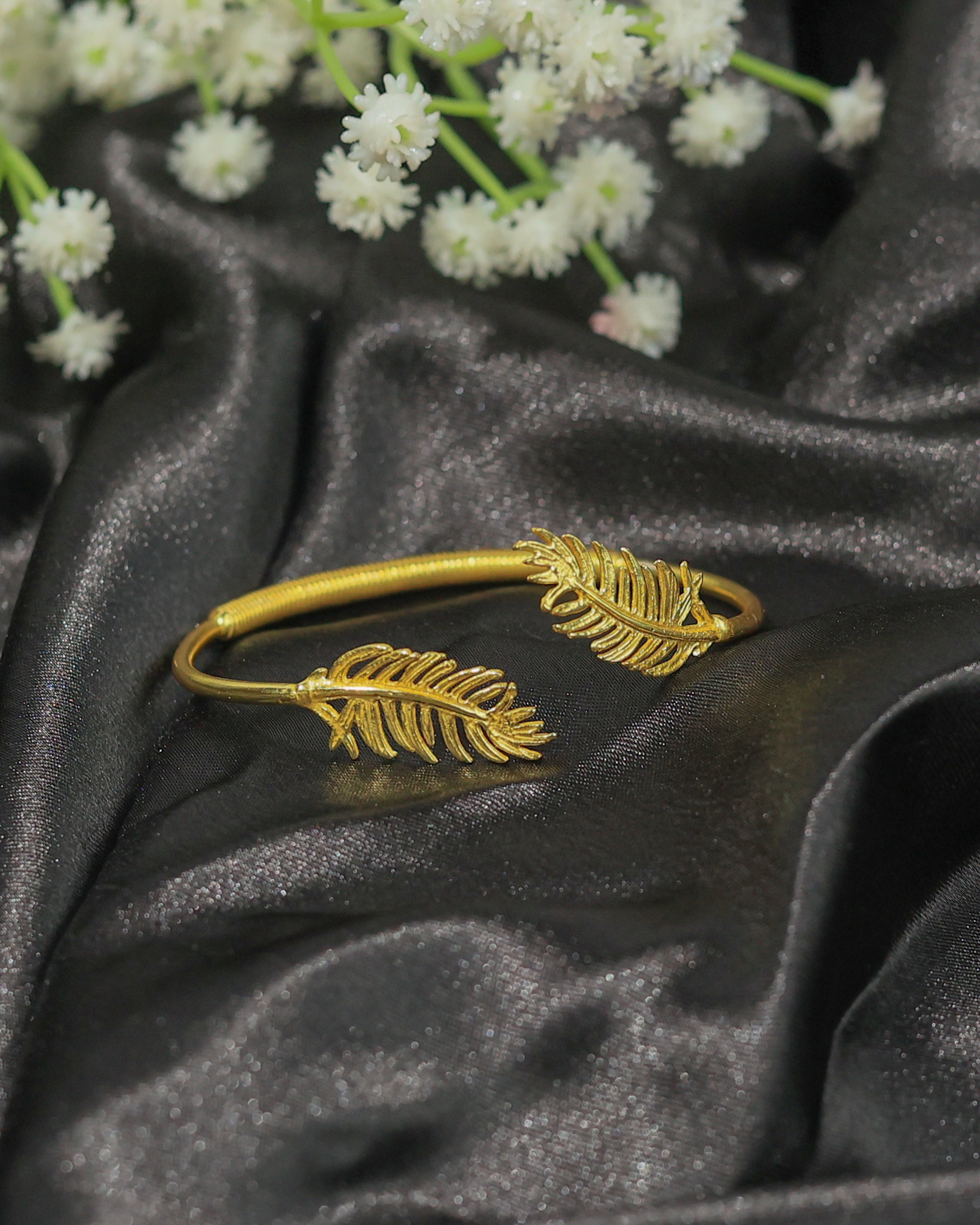 Feather Leaf Brass Bracelet