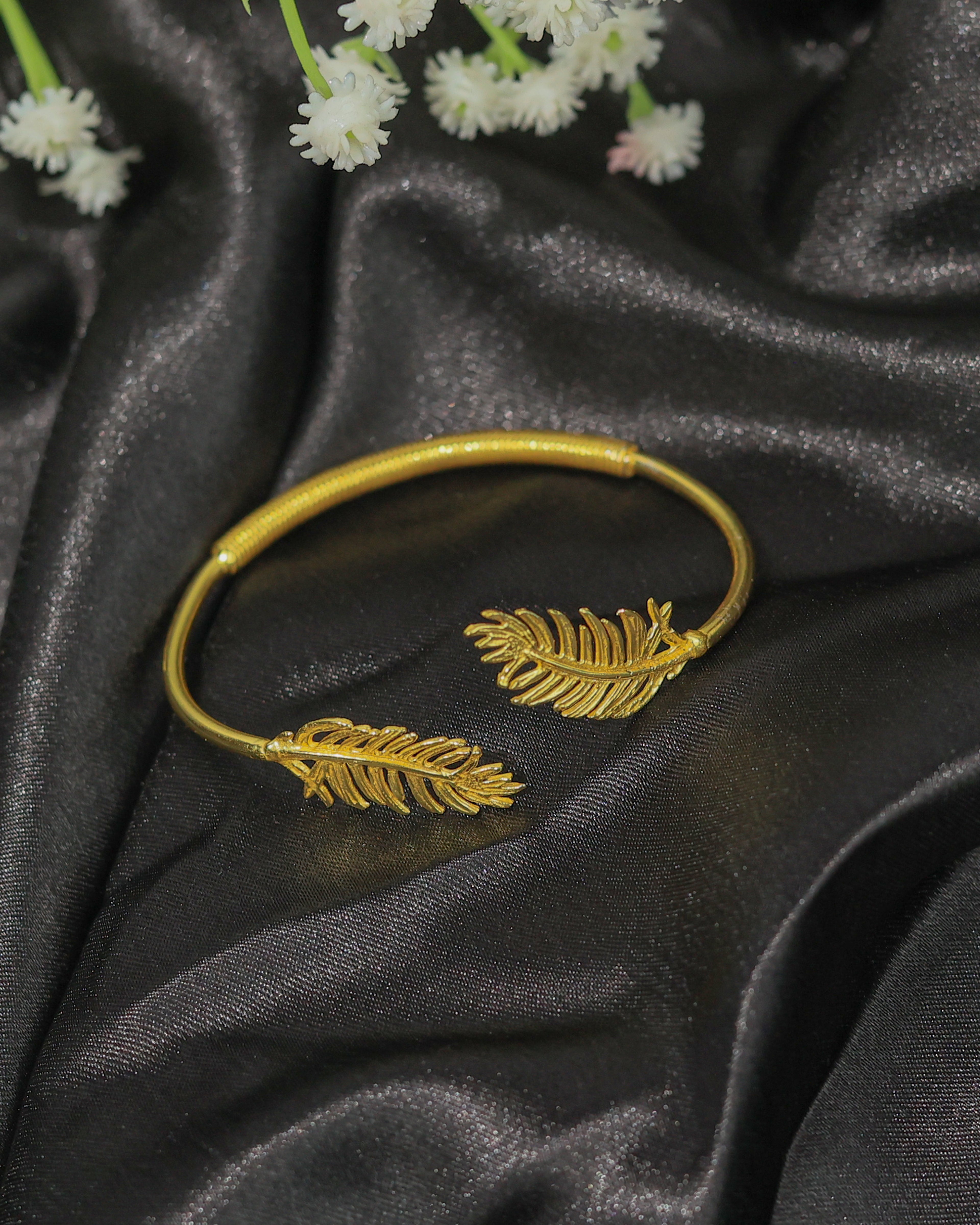 Feather Leaf Brass Bracelet