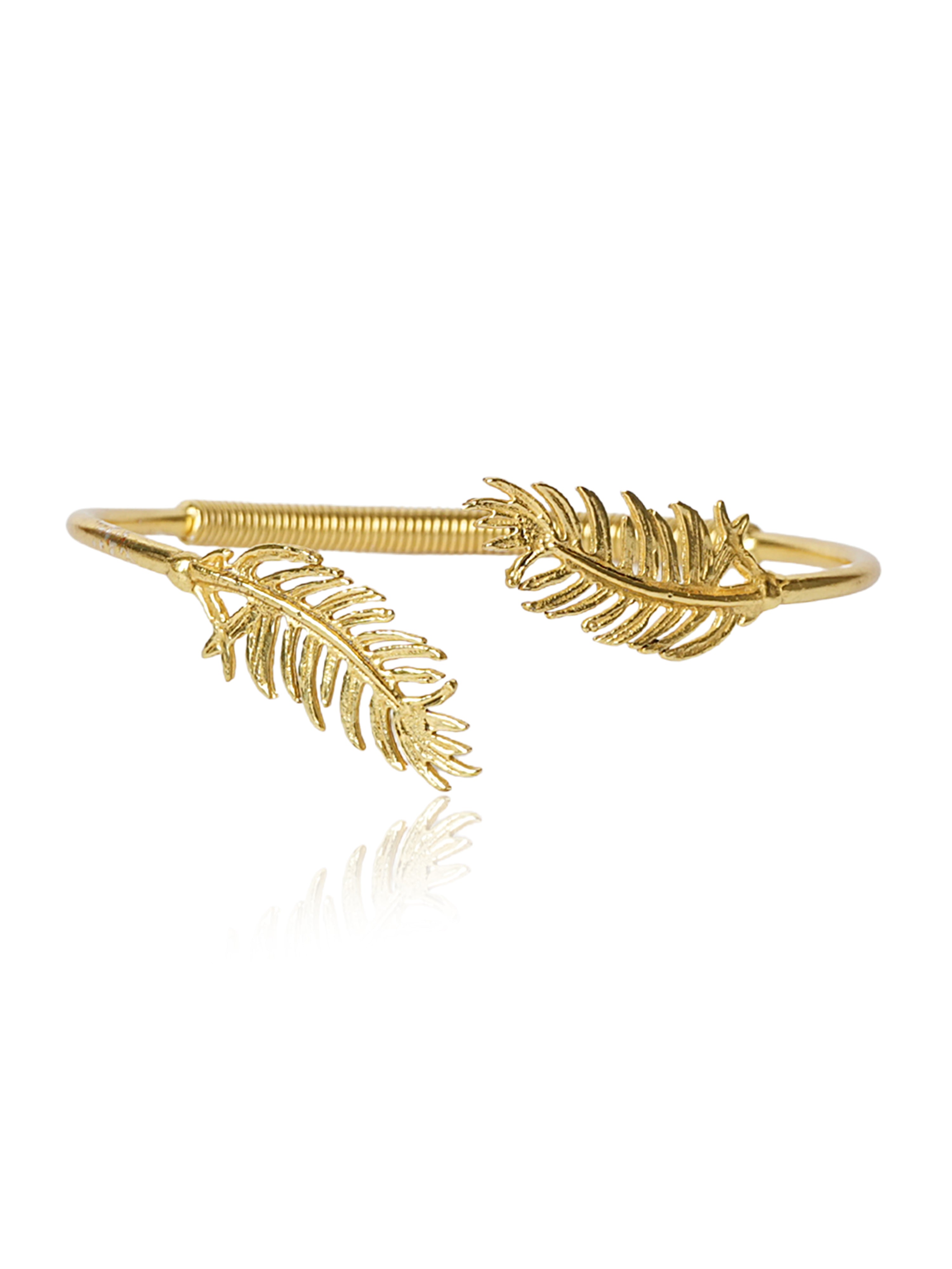 Feather Leaf Brass Bracelet