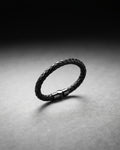 Black Braided Leather Cuff Bracelet