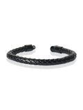 Black Braided Leather Cuff Bracelet