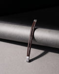 Brown Leather Braided Bracelet with Silver Tone Ends