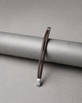 Brown Leather Braided Bracelet with Silver Tone Ends