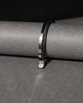 Black Leather Bracelet with Gold Tone Rectangular Bar