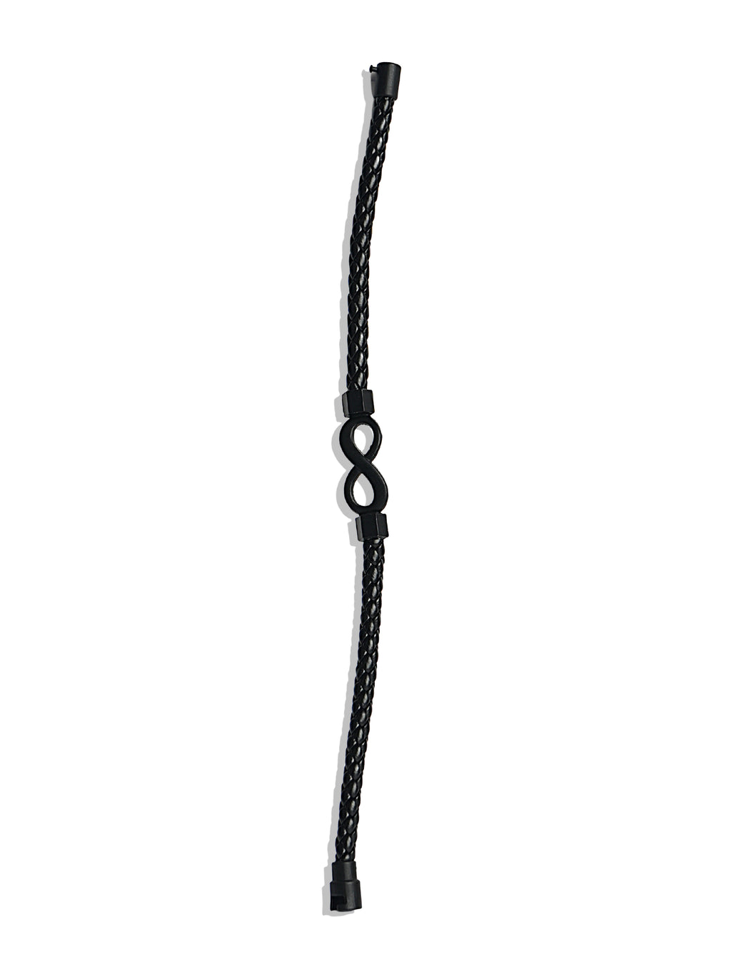Black Braided Leather Infinity Symbol Bracelet