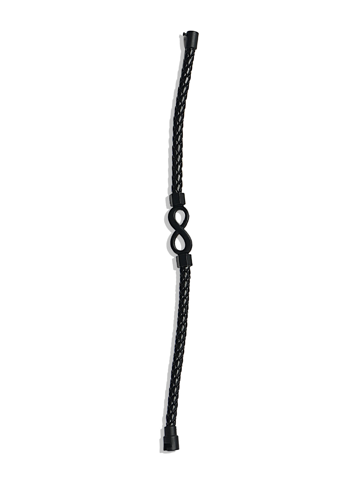 Black Braided Leather Infinity Symbol Bracelet