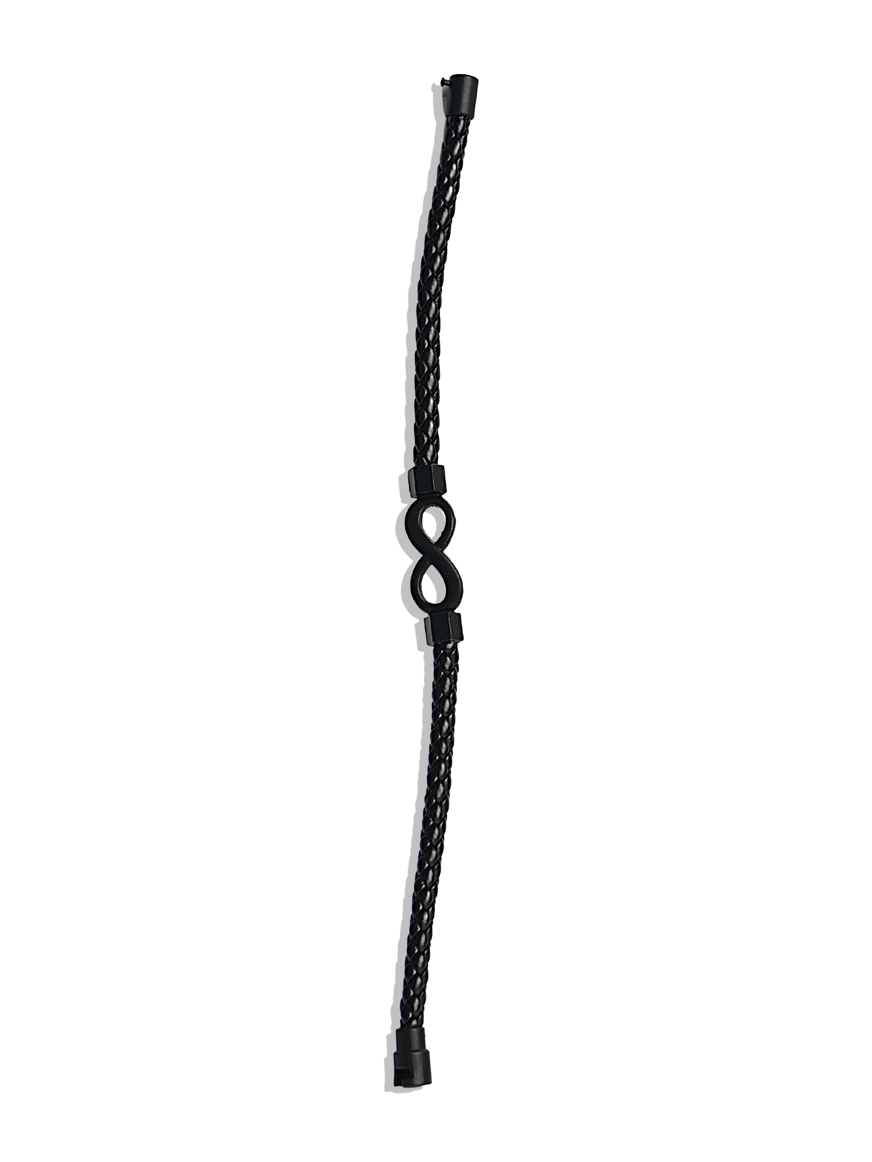 Black Braided Leather Infinity Symbol Bracelet