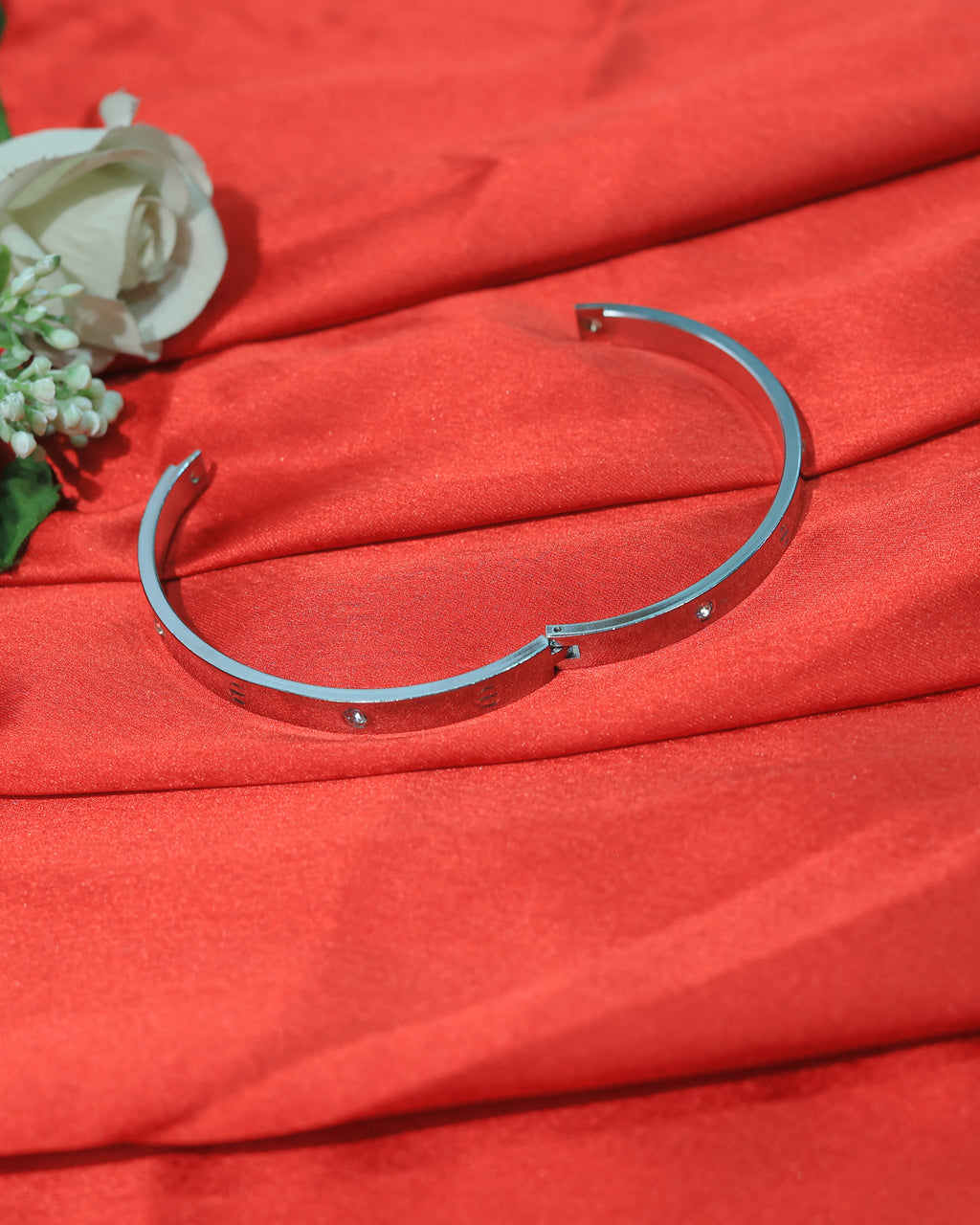 Minimalist Gold-Tone Screw Detail Open Cuff Bracelet