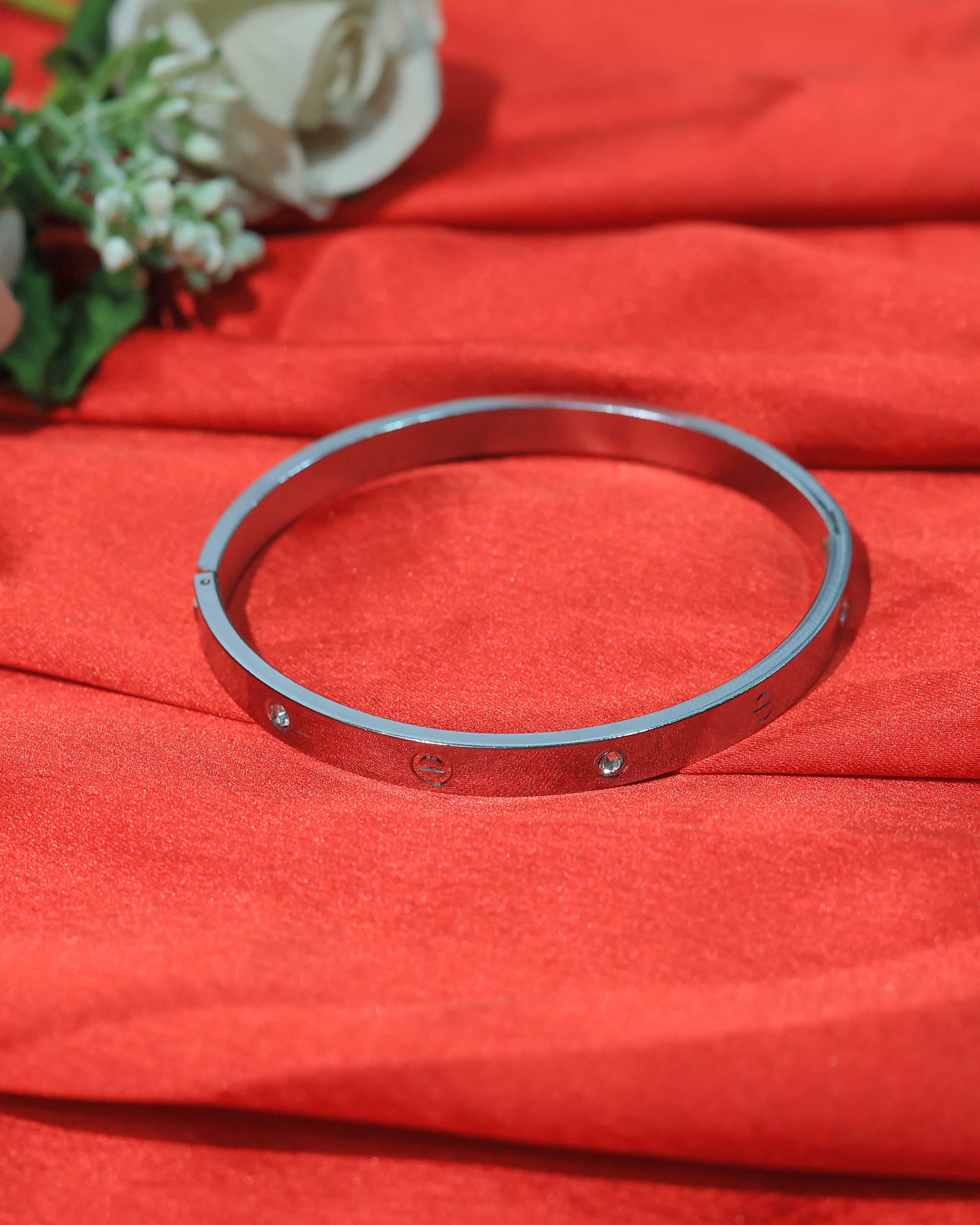 Minimalist Gold-Tone Screw Detail Open Cuff Bracelet