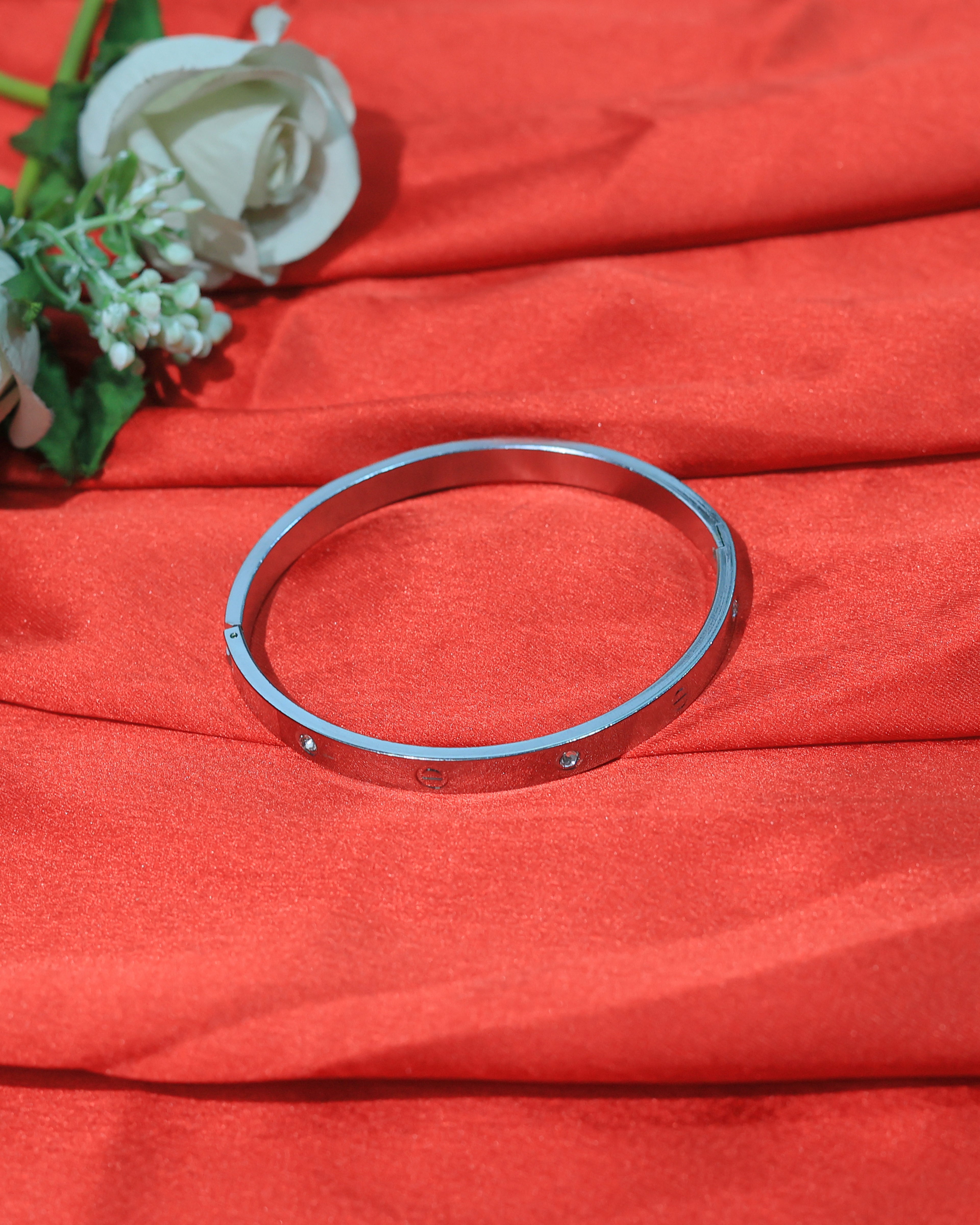 Minimalist Gold-Tone Screw Detail Open Cuff Bracelet