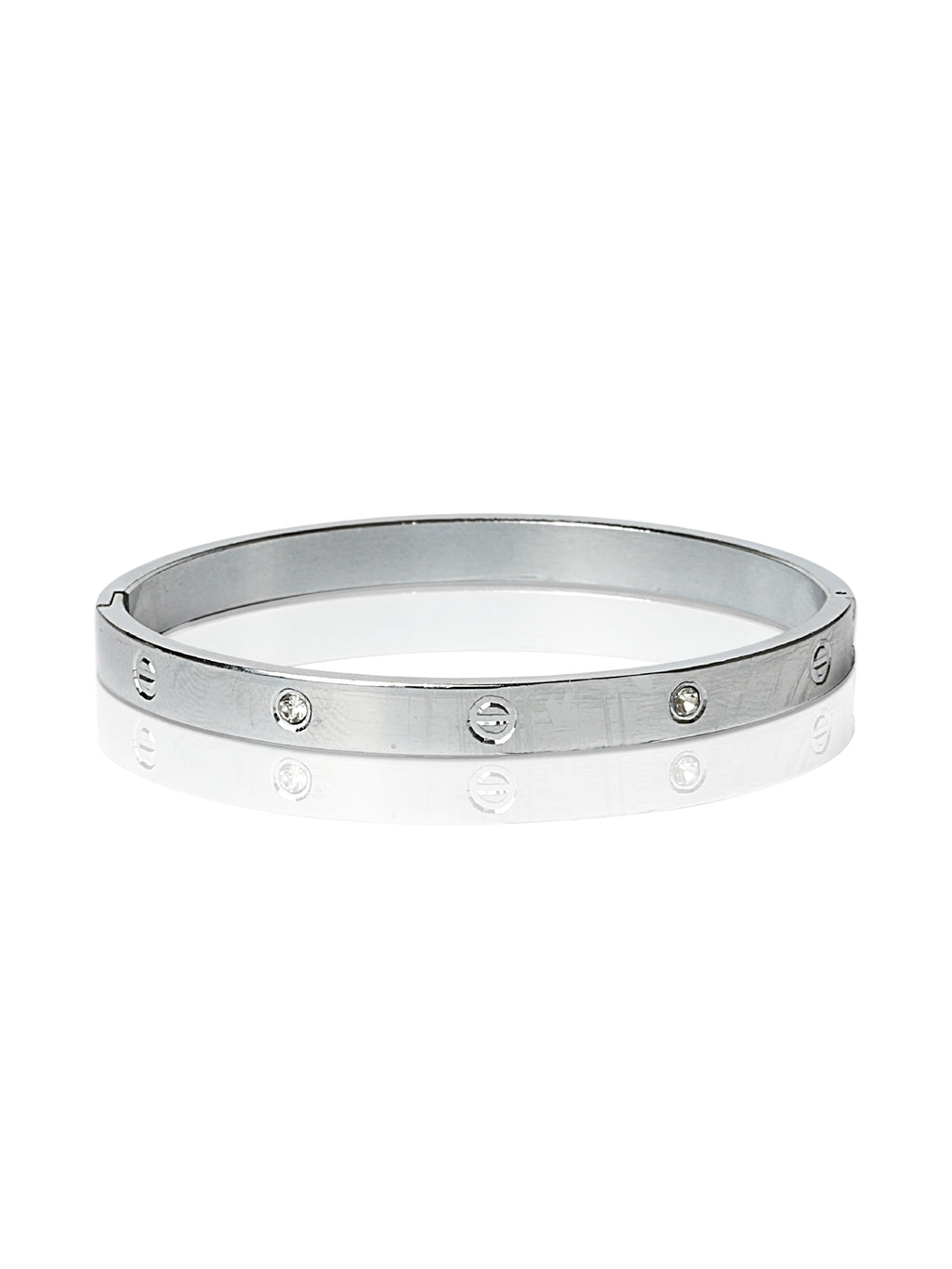 Minimalist Gold-Tone Screw Detail Open Cuff Bracelet