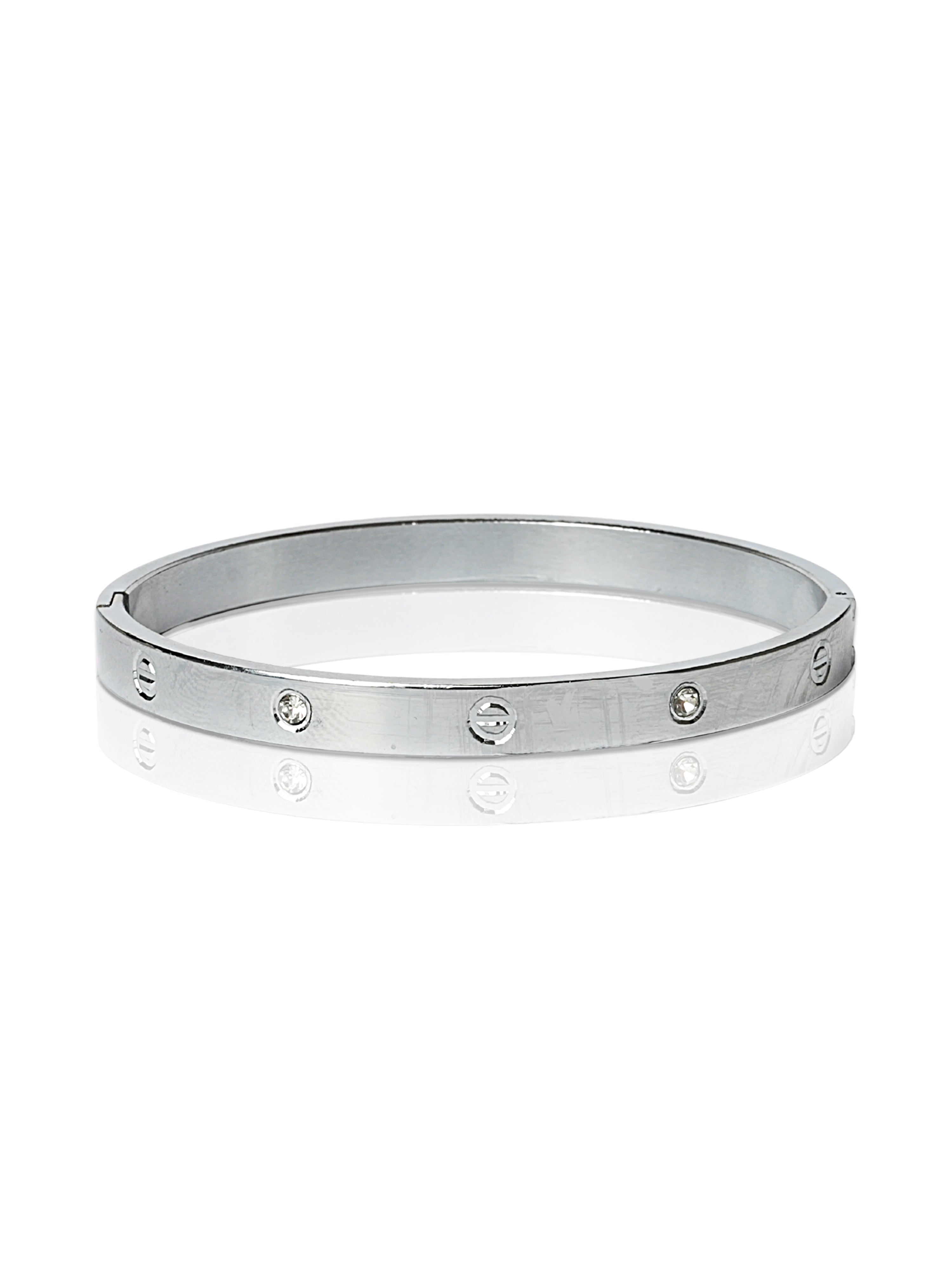 Minimalist Gold-Tone Screw Detail Open Cuff Bracelet