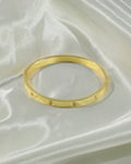 Minimalist Gold-Tone Screw Detail Open Cuff Bracelet