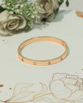 Minimalist Gold-Tone Screw Detail Open Cuff Bracelet