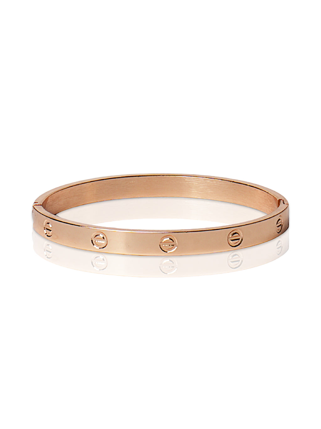 Minimalist Gold-Tone Screw Detail Open Cuff Bracelet