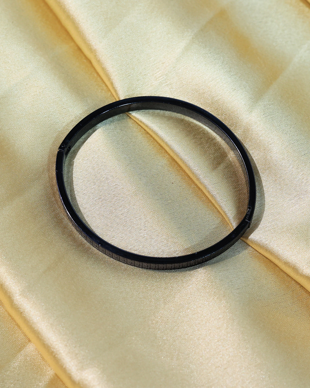 Minimalist Black Textured Open Cuff Bracelet