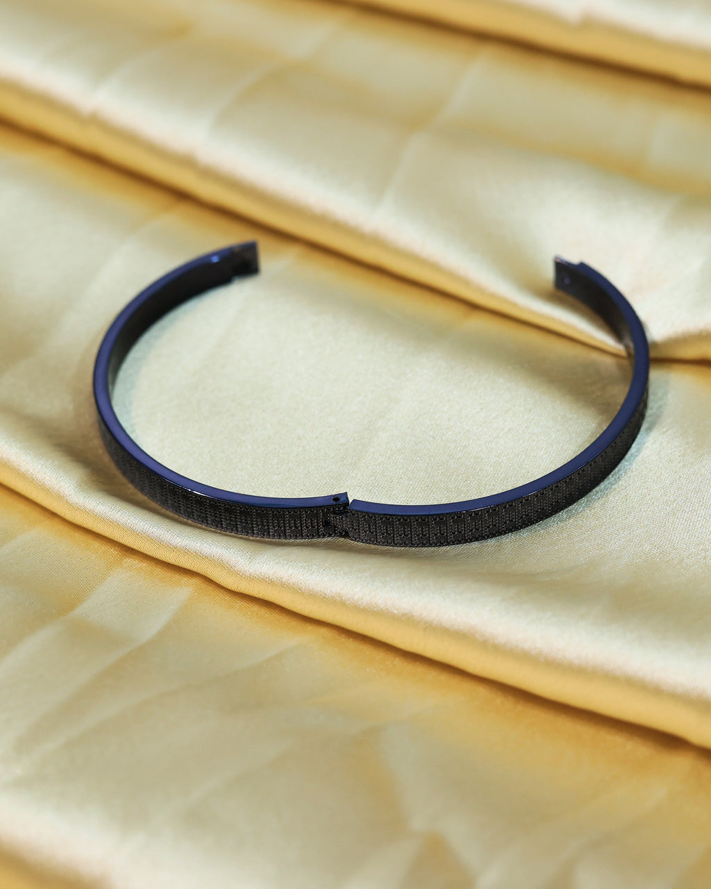 Minimalist Black Textured Open Cuff Bracelet