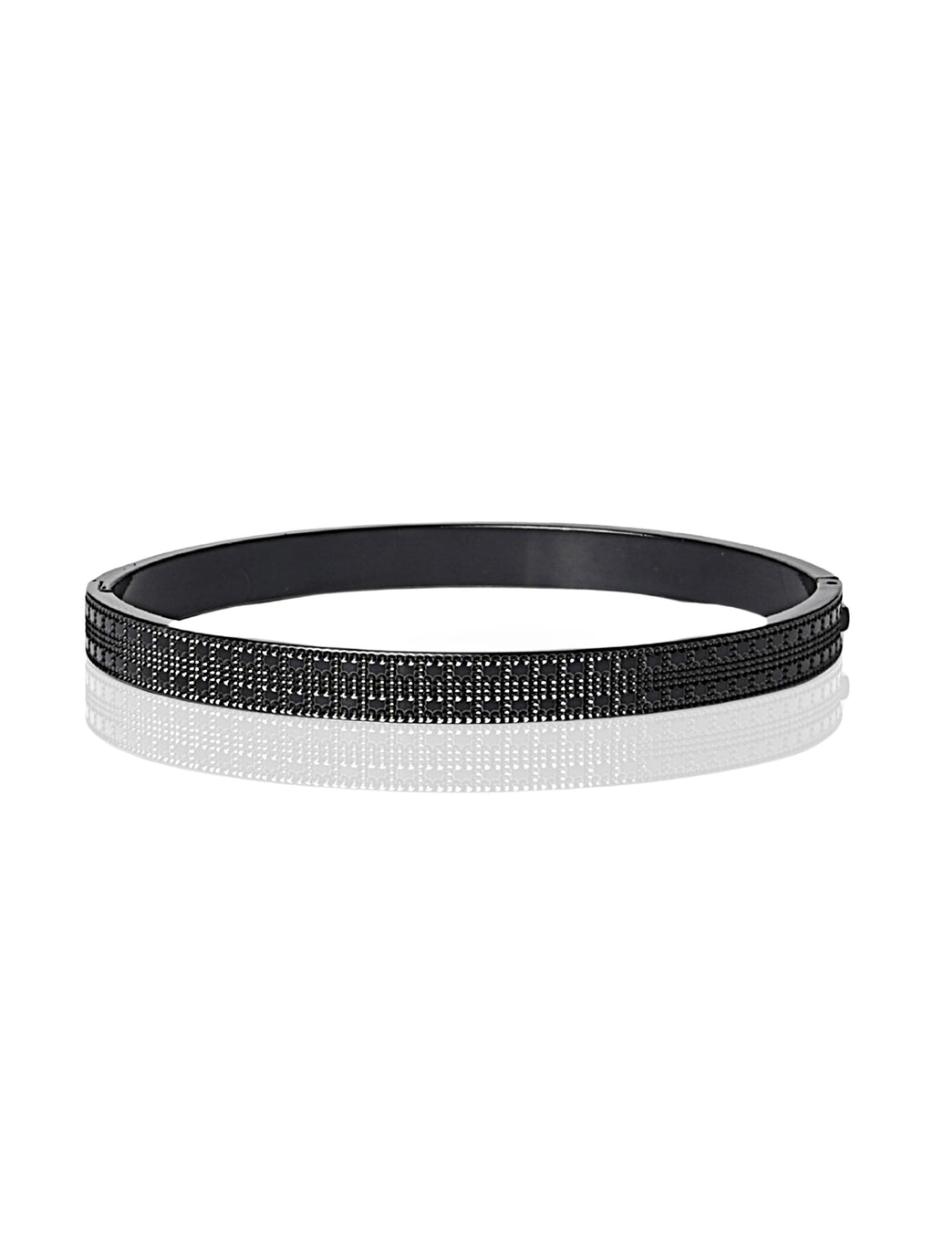 Minimalist Black Textured Open Cuff Bracelet ZIR-BRC-7014